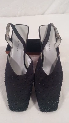 Nine West Black Beaded Slingback Heels 7.5 M - Image 1 of 4