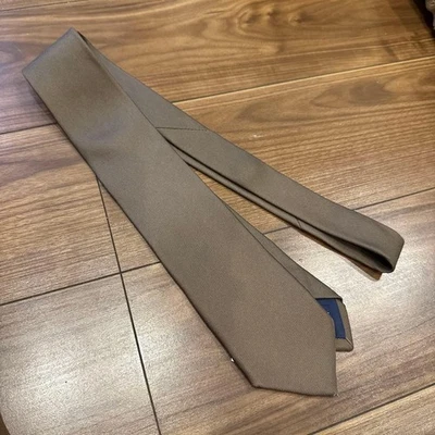 DRAKES 50oz Solid Silk Tie Brown Royal Twill - Image 1 of 4