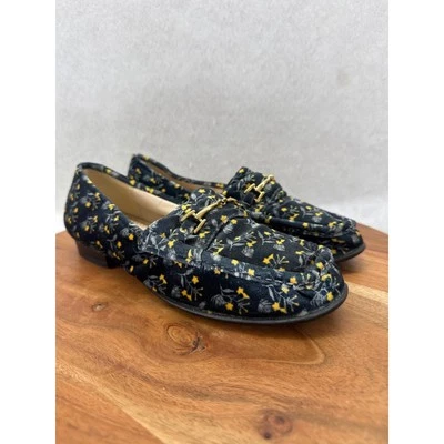 Cabi Suede Floral Loafers Gold Buckle Accents Comfortable Shoes Size 7M - Image 1 of 4