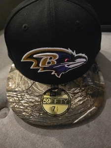 New Era Baltimore Ravens 2-Tone Camo 59FIFTY Fitted Hat Cap 7 1/2 Black NFL - Picture 1 of 3