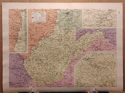 1961 Vintage Virginia Occidental Auténtico Atlas Mapa Vida Pictórico Atlas del Mundo Foto 1 de 4