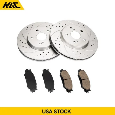 Front Drilled Rotors Ceramic Brake Pads For Lexus IS250 RWD Base 2006 2007-2015 - Imagem 1 de 4