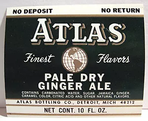 Atlas Bottling Pale Ginger Ale Label Detroit Michigan - Picture 1 of 1