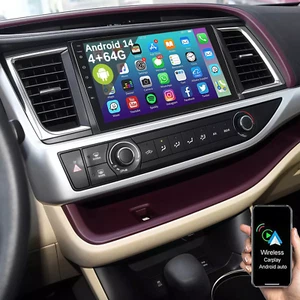 4+64GB For Toyota Highlander 2014-2019 Car Stereo Android 14 Carplay GPS Navi BT - Picture 1 of 13