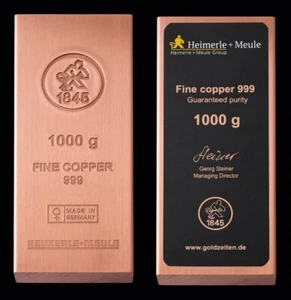 Barren Heimerle + Meule 1kg Kupfer Neuware Investment Wertanlage Copper - Bild 1 von 4