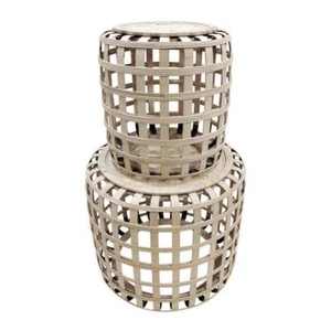 2pc J. Elliot Cayman Whitewash Bamboo 55.3cm/41cm Table Living Room Furniture - Picture 1 of 3