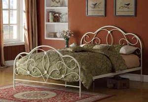 Bett 140x200 weiß Ehebett Gästebett Einzelbett Doppelbett Metallbett romantisch - Bild 1 von 2