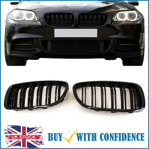 M5 Look Glanz Schwarz BMW 5er F10 F11 Front Nieren Gitter Doppellamellen - Bild 1 von 12