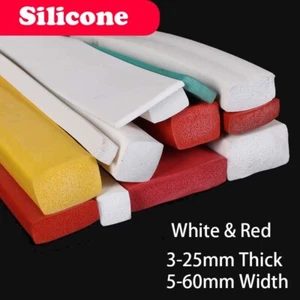 Silicone Foam Sponge Square Sealing Strip White & Red 3-25mm Thick 5-60mm Width - Picture 1 of 7