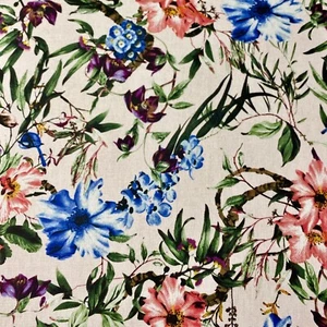 Flowers Packed Light Pink Canvas Upholstery Fabric Brother Sister Design Studio - Picture 1 of 2
