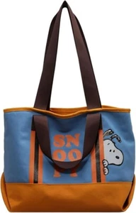 Snoopy canvas tote bag, large capacity, shoulder strap, zipper, inner pocket - Picture 1 of 6