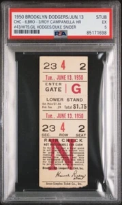ROY CAMPANELLA HR #43 TICKET🎟️6/13/1950 HODGES/SNIDERS HITS DODGERS/CUBS PSA 5 - Picture 1 of 18