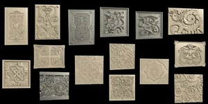 3D STL Model DECORATIVE PANELS 15 PCS for CNC Router Aspire Artcam 3D Printer - Picture 1 of 12