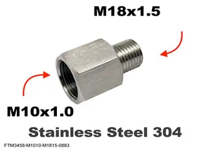 M10x1.0 Female to M18x1.5 Male Stainless Sensor Adaptor Fittings Conversion - Picture 1 of 6