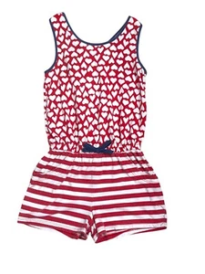 Vintage Okie Dokie Heart & Stripes Red, White & Blue Romper Size 6 - Picture 1 of 7