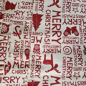 Christmas Cloth Napkins Santa Reindeer Tree Ornament Snowflake Red /Tan Set of 4 - Picture 1 of 3