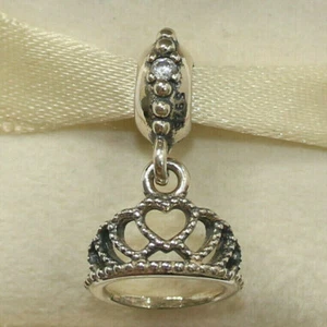 Neu Original Pandora Charm Herz Tiara Dangle 791738CZ Dangle mit Wildlederbeutel - Bild 1 von 4