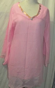 NEW Printed chiffon embroidery tunic top blouse - Printed kurta size M40 - Picture 1 of 4