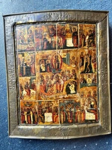 Ikone, russisch, 19. Jh, 30x26 cm - Bild 1 von 5