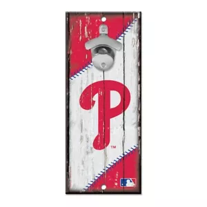 Philadelphia Phillies Distressed Bottle Opener Wall Sign 5"X11" Hardboard - Picture 1 of 1