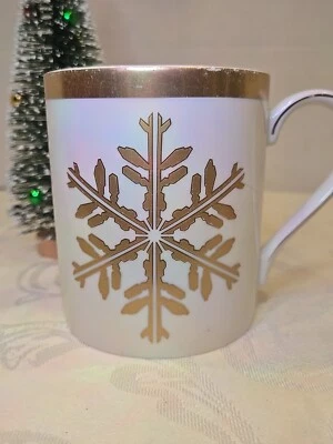 Ralph Lauren Coffee Mug Cup Gold Trim Let It Snow Snowflake Holiday Christmas  - Image 1 of 4