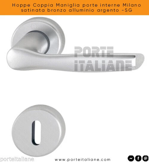 Hoppe Coppia Maniglia porte interne Milano satinata bronzo alluminio argento -SG - Immagine 1 di 1