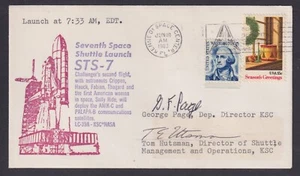 George Page, Tom Hutsman, Kennedy Space Center Directors, signed STS-7 Launch - Picture 1 of 1