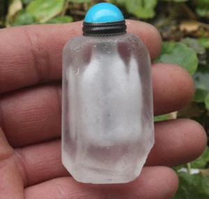 Chinese Carved Unique shape Natural Crystal Snuff Bottle statue Decoration L141 - Picture 1 of 15