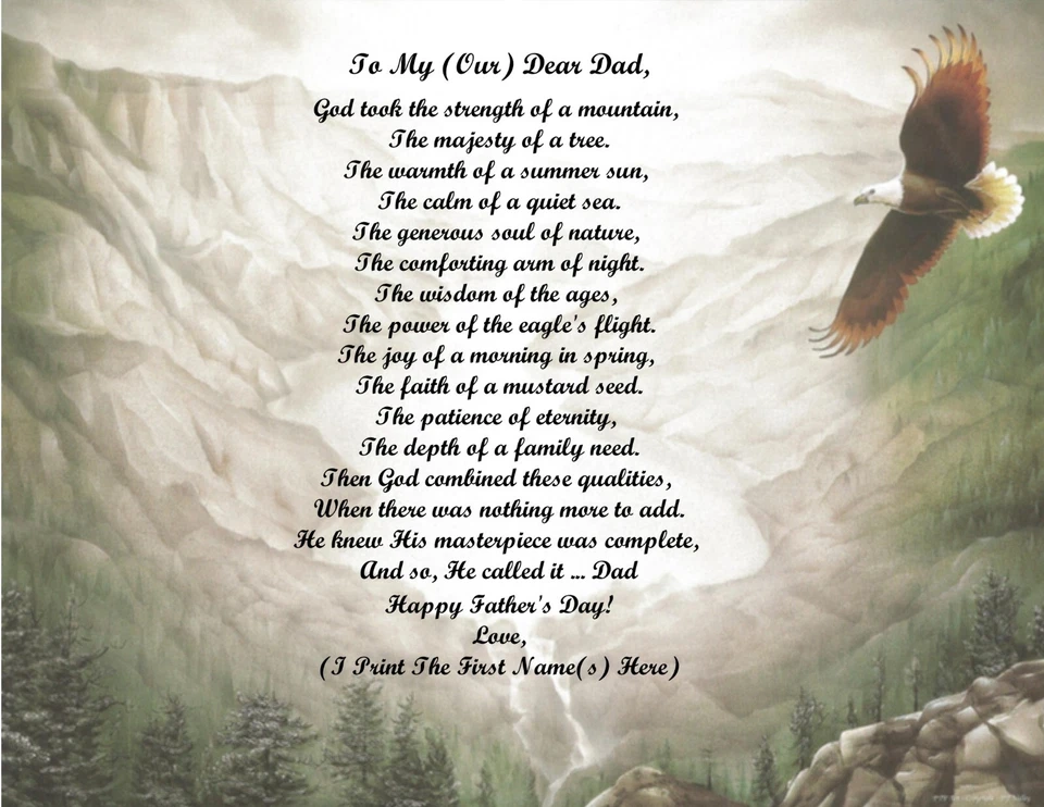 Father's Day Gift 4 Dad from your Son, Daughter, 2+Children Personalized Poem #3 - Image 1 of 1
