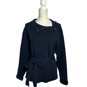 Anthropologie MOTH Damen XS marineblau Stehkragen Bindeband Taille Strickpullover - Bild 1 von 5