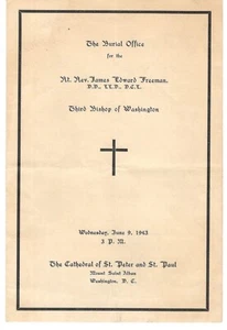 1943, Rt. Rev. James Edward Freeman Funeral Bulletin, Episcopal Bishop, D.C. - Bild 1 von 3
