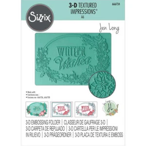 Carpeta de estampado Sizzix impresiones texturizadas 3D - Deseos de invierno de Jen Long 6667 - Imagen 1 de 3