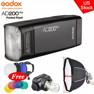 US Godox AD200Pro 2.4G TTL Dual Head Flash 65cm Quick Softbox Magic Honeycomb - Picture 1 of 11