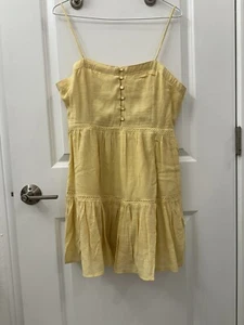 NWT Women's Love Tree Yellow Lined Summer Mini Dress, Sleeveless Size: Large - Picture 1 of 6
