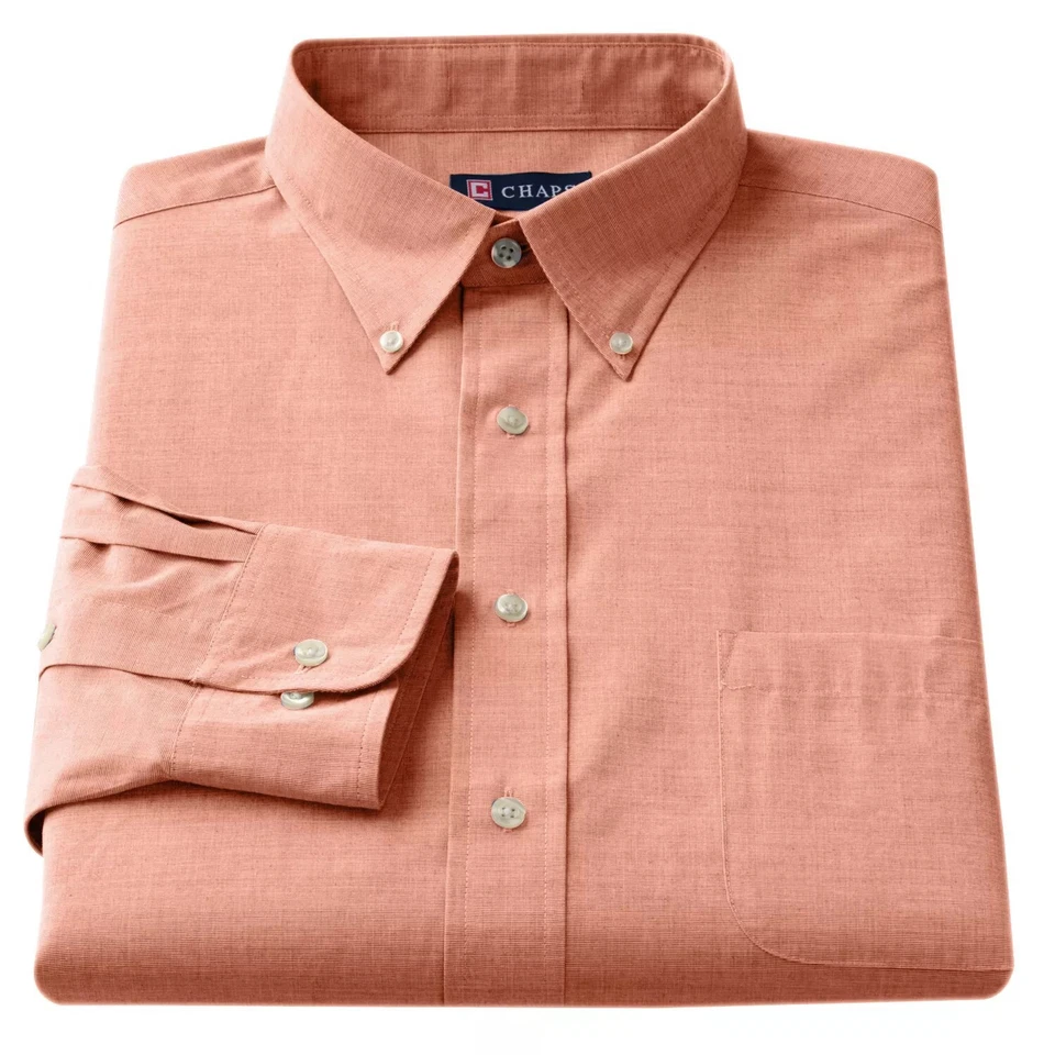 New Chaps Men's Authentics Button-Down Collar Dress Shirt, Coral Large 34/35 - Image 1 of 1