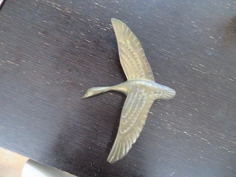 Vintage Solid Brass Flying Goose Bird Door Knocker Cover