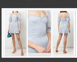 NUEVO Mini Vestido Reformation Paxton Manga Abullonada Encaje Bordado Talla 12 #B855 - Imagen 1 de 15