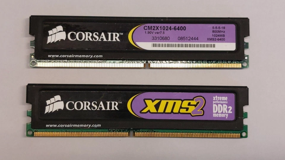 2 x 1 GB DDR2-RAM 240 poli PC2 6400 800 MHZ CORSAIR CM2X1024-6400 - Imagen 1 de 1