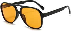 Retro Vintage 70s Sunglasses for Men Women Oversized Yellow Lens Shades - Picture 1 of 7
