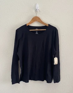 NEW St. John's Bay Essential Tee Black Long Sleeve Shirt XL NWT Casual - Picture 1 of 4