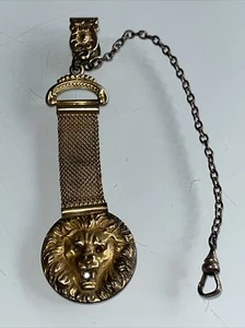 Victorian Lion Gold Filled FM Co Watch Fob Chain Antique GF Jewelry - Picture 1 of 10