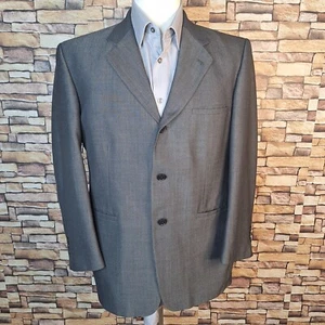 J Ferrar Jacket Suit Coat Mens 38S Gray Check 3 Button Ventless Wool blend - Picture 1 of 10