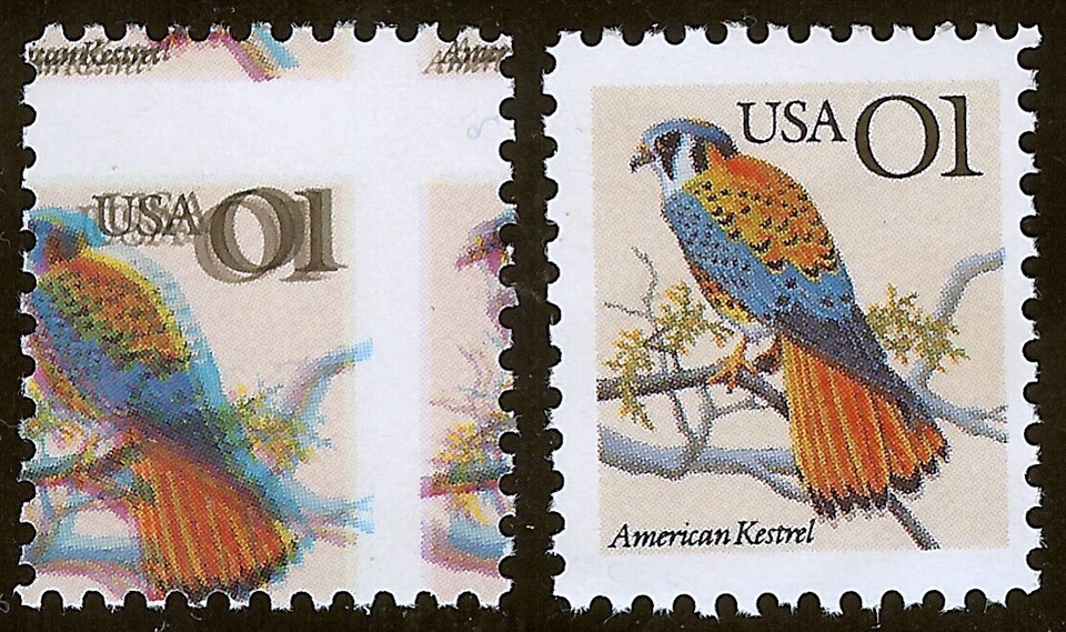 2476a - Scarce Quadruple Impression Error "American Kestrel" Mint NH Cat $850 - Image 1 of 1
