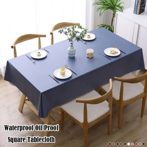 Solid Color Table Cloth Waterproof Square Dining Table Cloth Table - Picture 1 of 20