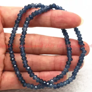 Beautiful 2 Pcs 2x4mm Faceted Kynaite Rondelle Gemstones Beads Bracelet 7.5 in - Picture 1 of 12
