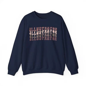 Illustrator Graduation Sweatshirt Gifts Crew Neck Shirt Long Men - Picture 1 of 8