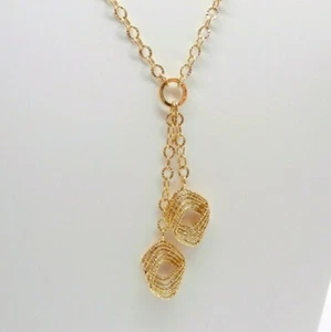 Collana donna in oro giallo 18 kt. 750 con pendenti e maglie cave 45 cm - Foto 1 di 10
