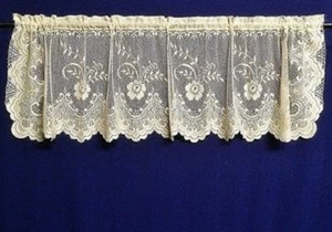 Heritage Lace Ivory Floriade Window Valance 60" x 18" Bedroom Dining Room - Picture 1 of 4