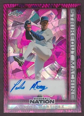 2025 Leaf Baseball Nation Pedro Martinez Strikeout Machine Pink Auto #/6 - Image 1 of 2