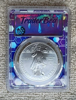 1992 D PCGS MS69 TRADER BEA Columbus Quincentenary Silver Commemorative Dollar - Image 1 of 2